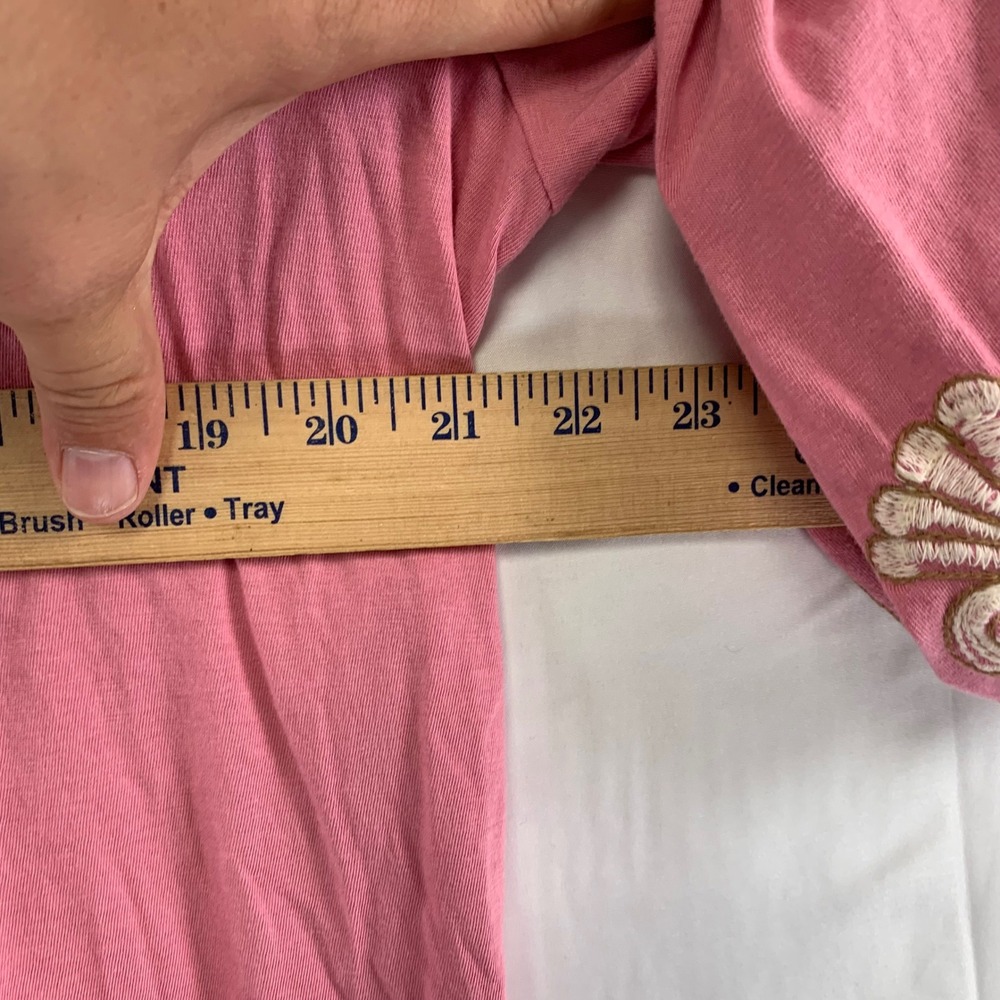 J. Jill Embroidered V-Neck Top Womens Large Pink 3/4 Sleeve Cotton Modal - Picture 7 of 11